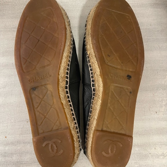 Chanel CC Black Lambskin Leather Espadrilles - Picture 9 of 16
